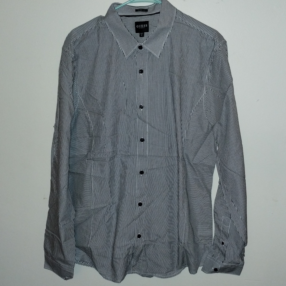 Striped Button-Up Shirt, XL
